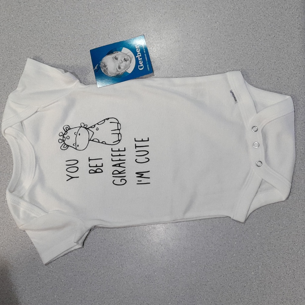 Gerber handmade humorous onsie white 6-9 months